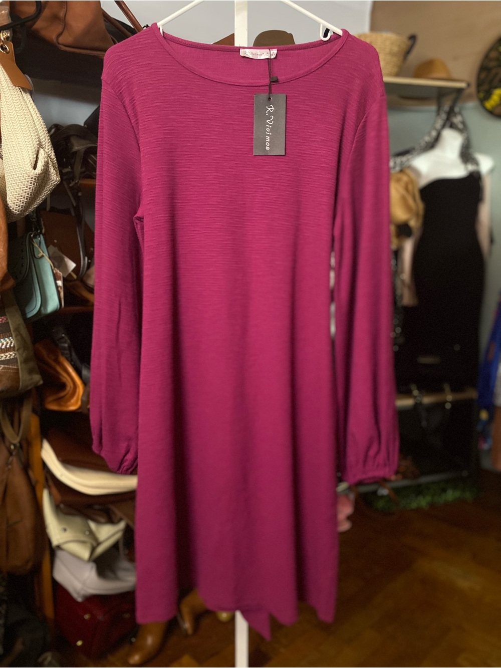 R.Vivimos Long Sleeve Dress in Berry Pink